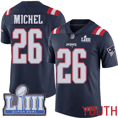 New England Patriots Football #26 Super Bowl LIII Bound Limited Navy Blue Youth Sony Michel NFL Jersey->women nfl jersey->Women Jersey